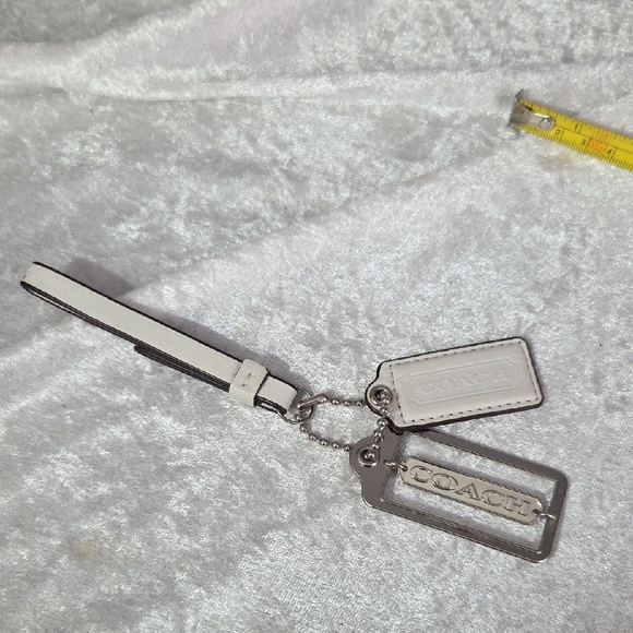 Coach Accessories - Coach White Leather Keychain with Tags